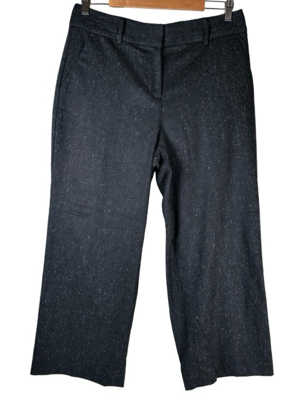 Talbots Mills Black Indigo Straight Wide Leg Wool Blend Dress Pants Size 10 NWT